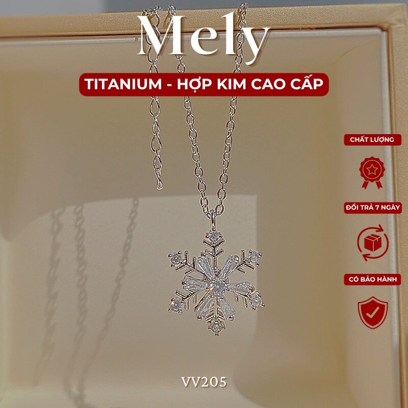 Dây chuyền hoa tuyết pha lê cao cấp mặt đá xoay lấp lánh nổi bật Mely VV205