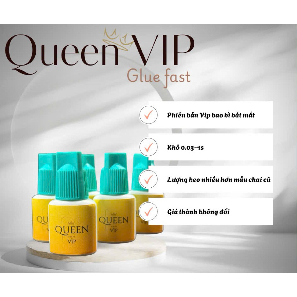 Keo Nối Mi QUEEN, Khô 0.03 - 1s , Keo Nối Mi Bền 4-6 Tuần, Chất Keo Lỏng, Kháng Nước - Khô Nhanh, Dụng Cụ Nối Mi NA TRÒN