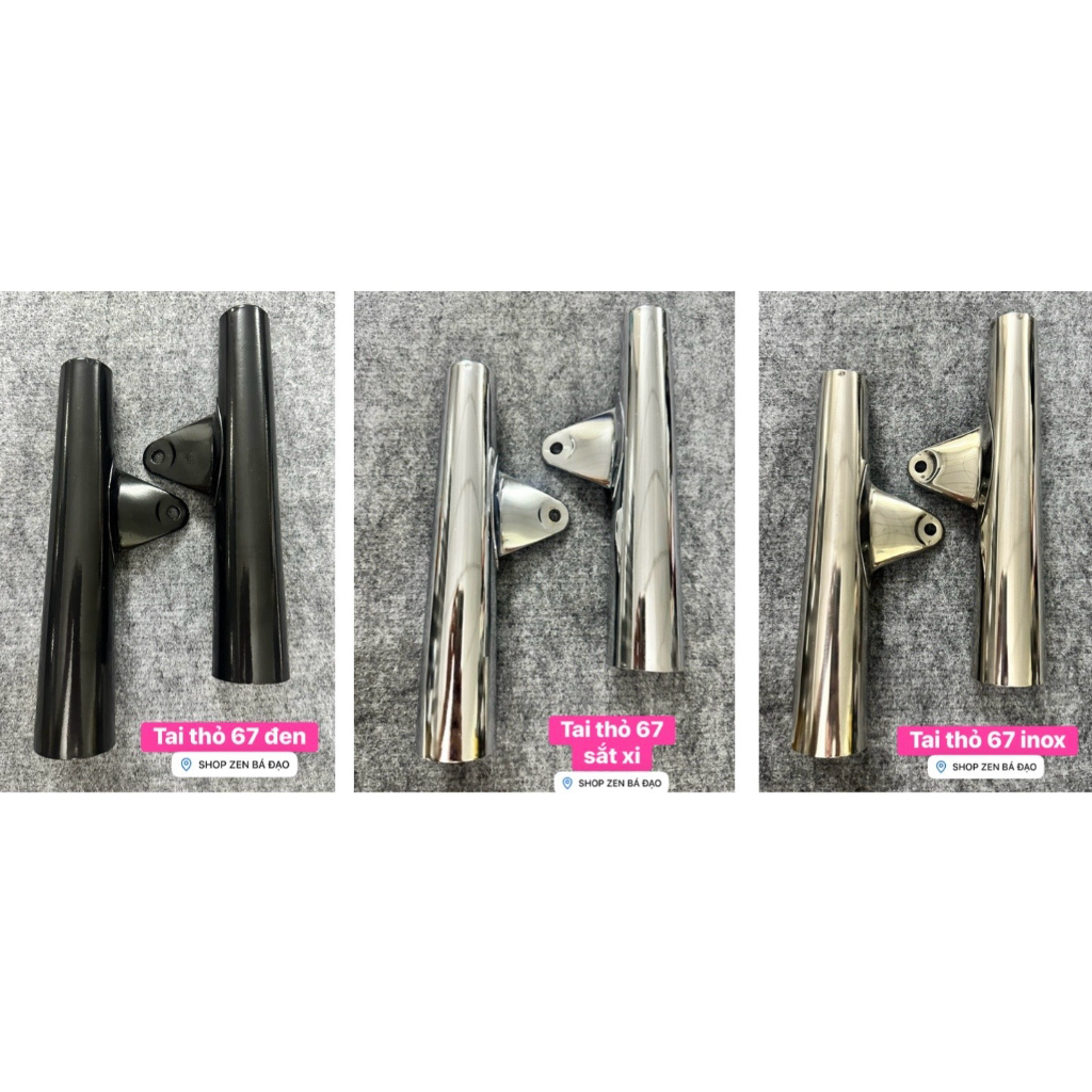 Tai thỏ 67 đen - sắt xi - inox (1 cặp)