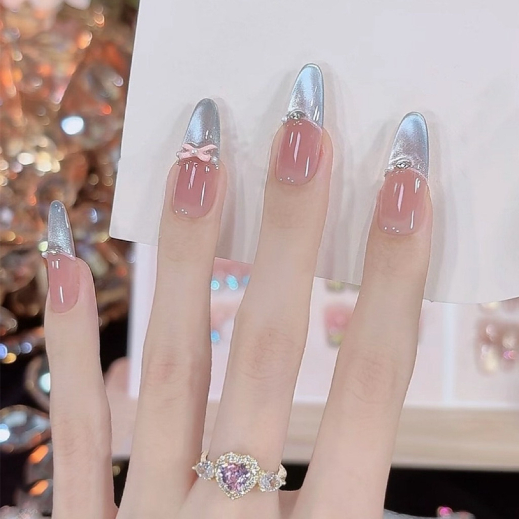 G72 - Bộ 30 móng Móng Tay Giả nail mắt mèo vẽ phen xanh ngọc cực sang chảnh cho chị em đi tiệc cưới mẫu mới chơi lễ 2026