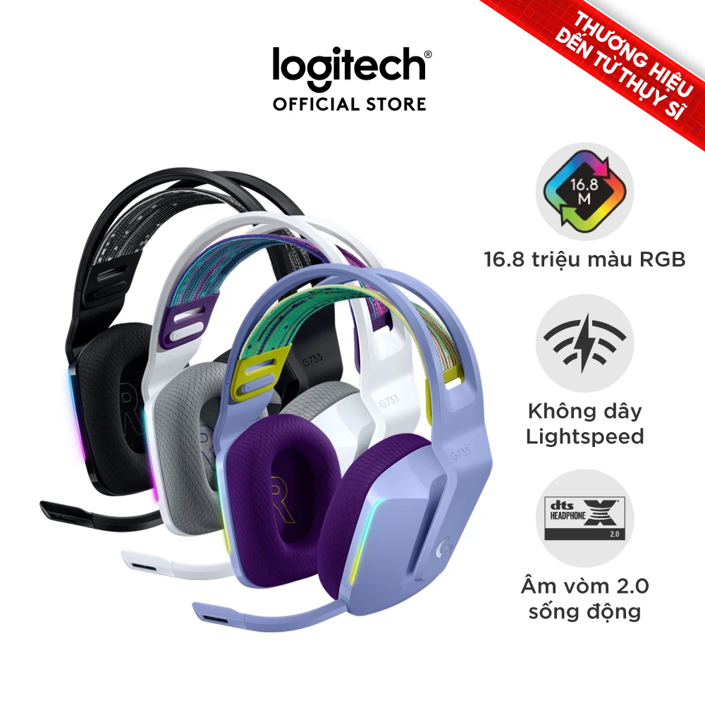 Tai nghe gaming không dây Logitech G733 - RGB, màn loa Pro-G, Mic Blue Voice