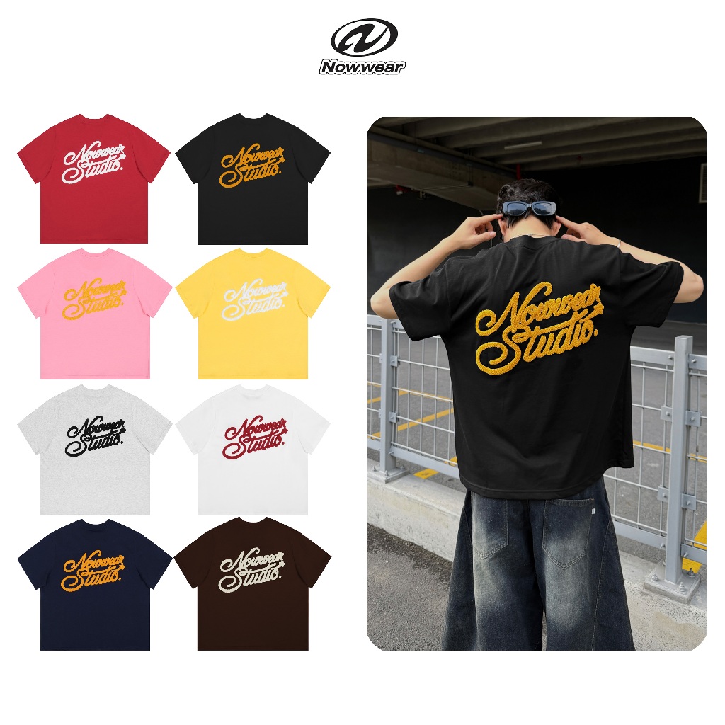 Áo Thun Boxy Thêu Xù Nowwear Unisex Form Rộng Chất Liệu Premium Cotton 100% 250gsm TS25-01