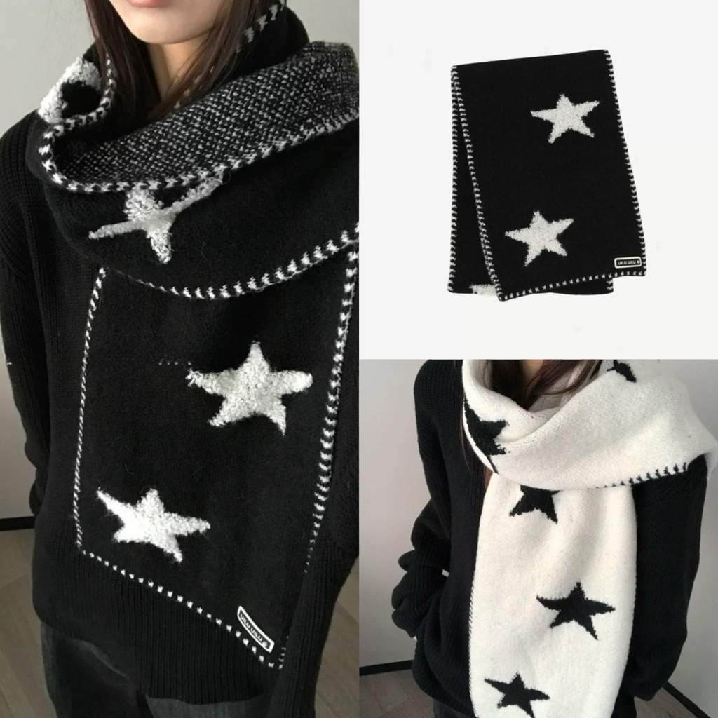 NARCIÉ STUDIO - Khăn choàng len ngôi sao ulzzang mùa đông giữ ấm mềm mịn phong cách Hàn Quốc hot trend 2025 K044
