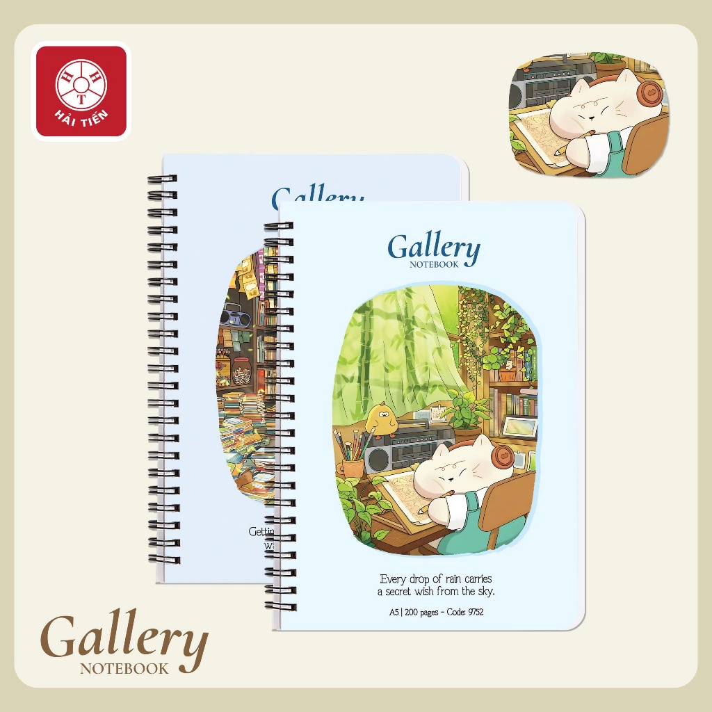 HẢI TIẾN Sổ lò xo bìa bồi caro - Gallery - ĐL 80g/m2 (A4,A5,A6,A7,B5 - 200 trang)