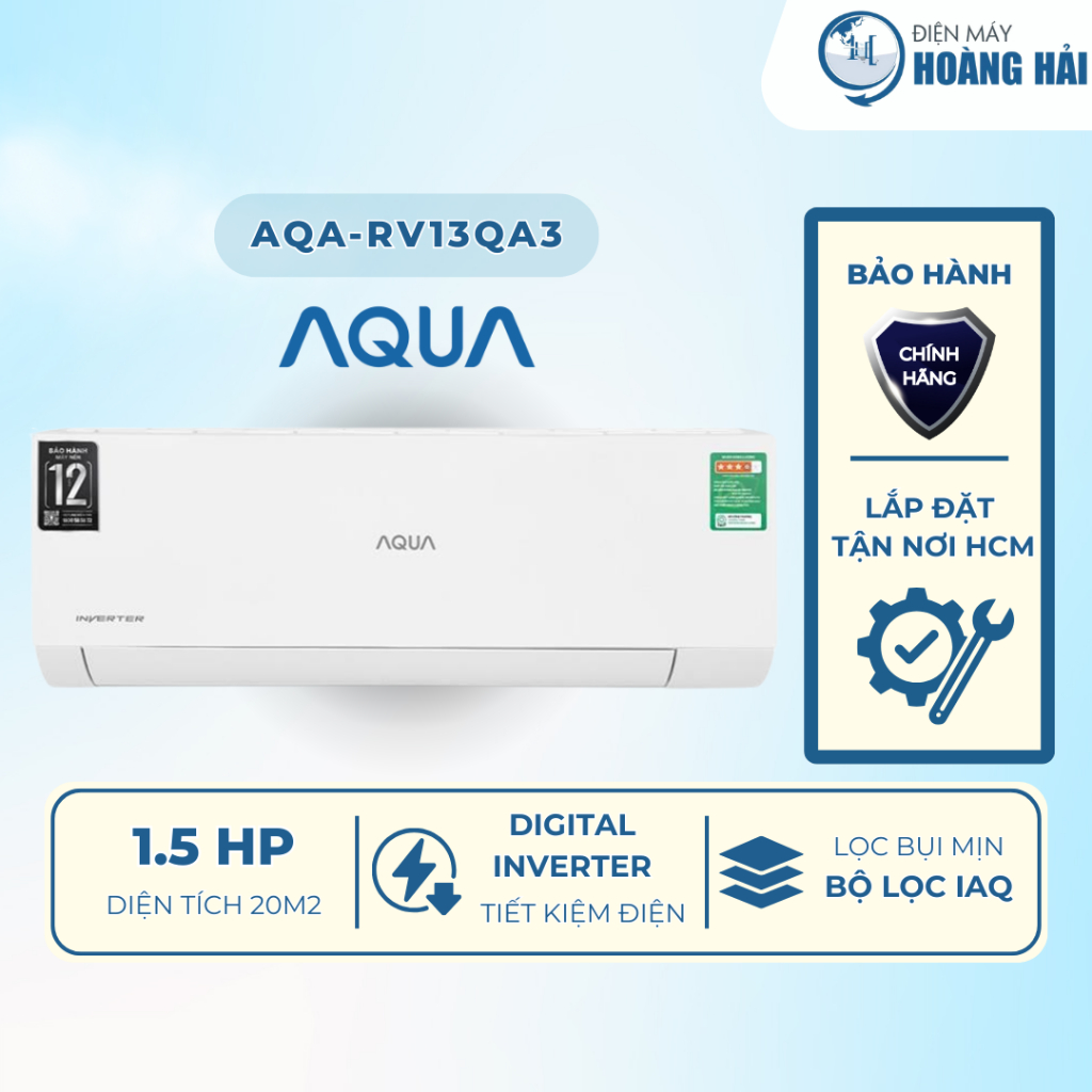 [Chỉ Giá Máy] AQA-RV13QA3 (1.5 HP) | AQA-RV10QA3 (1 HP) Máy lạnh điều hòa Aqua Inverter - Hàng Chính Hãng