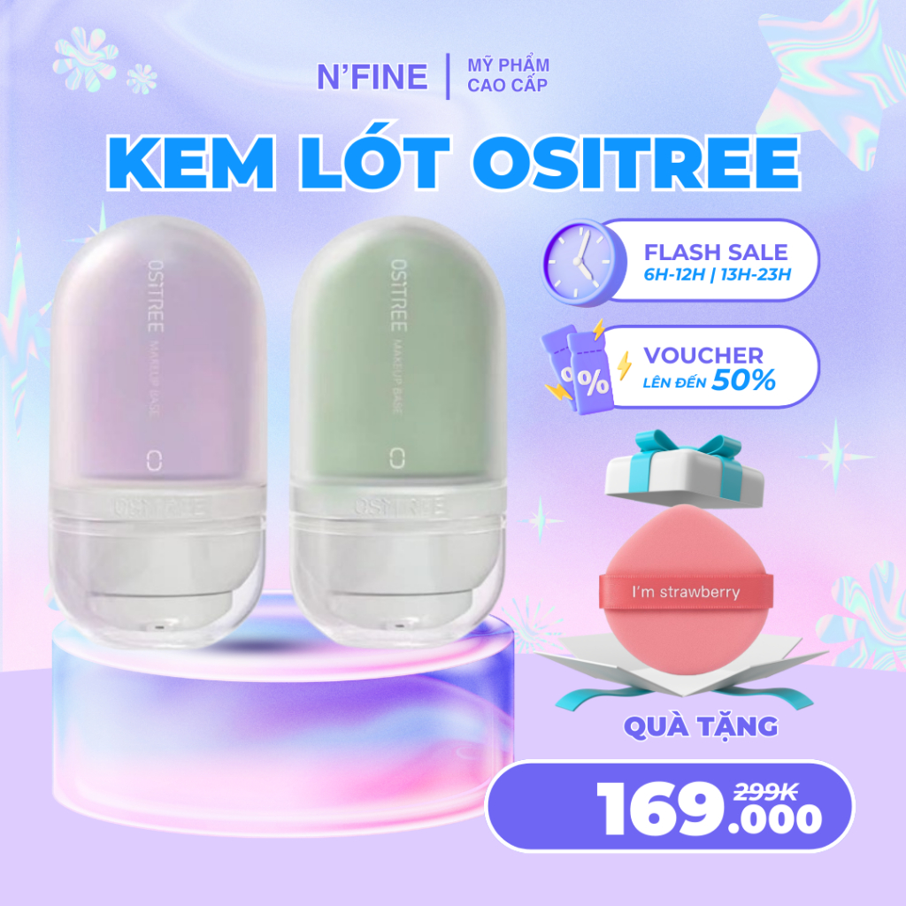 Kem lót trang điểm OSITREE dưỡng ẩm che khuyết điểm kiểm soát dầu làm sáng da 25g