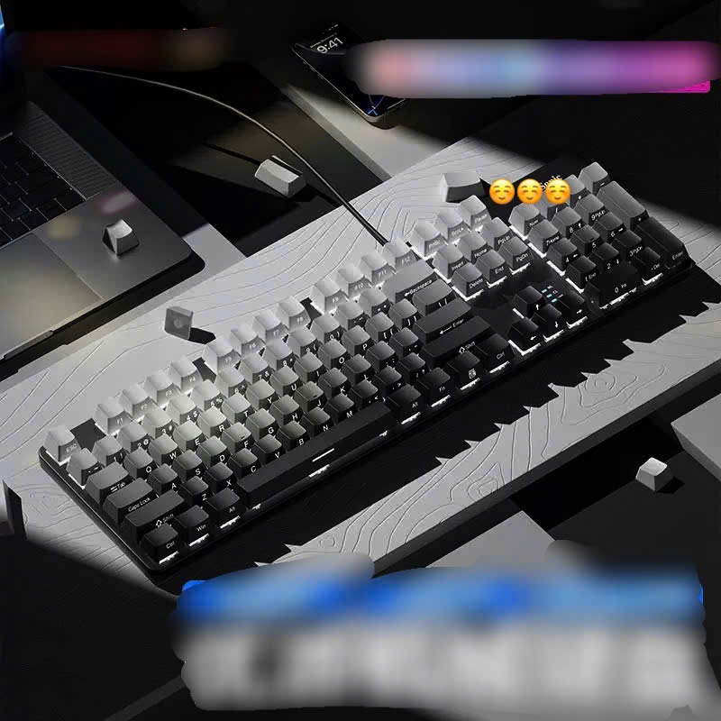 DBàn phím cơ Tirosh có dây AMG10 trục đỏ sử dụng led màu cho laptop và máy tính bàn