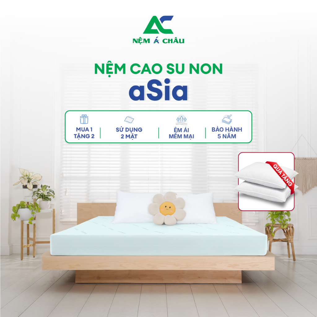 [HOẢ TỐC HCM Ib SHOP - MUA 1 TẶNG 2] Nệm Cao Su Non ASIA Á CHÂU Êm Ái Mềm Mại Thoáng Khí Bảo Hành 5 Năm Đa Dạng Kich Th