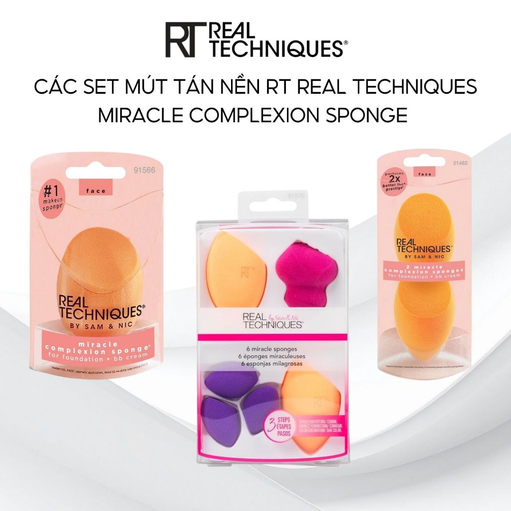 Set Bông Mút Tán Kem Nền RT REAL TECHNIQUES Miracle Complexion Sponge