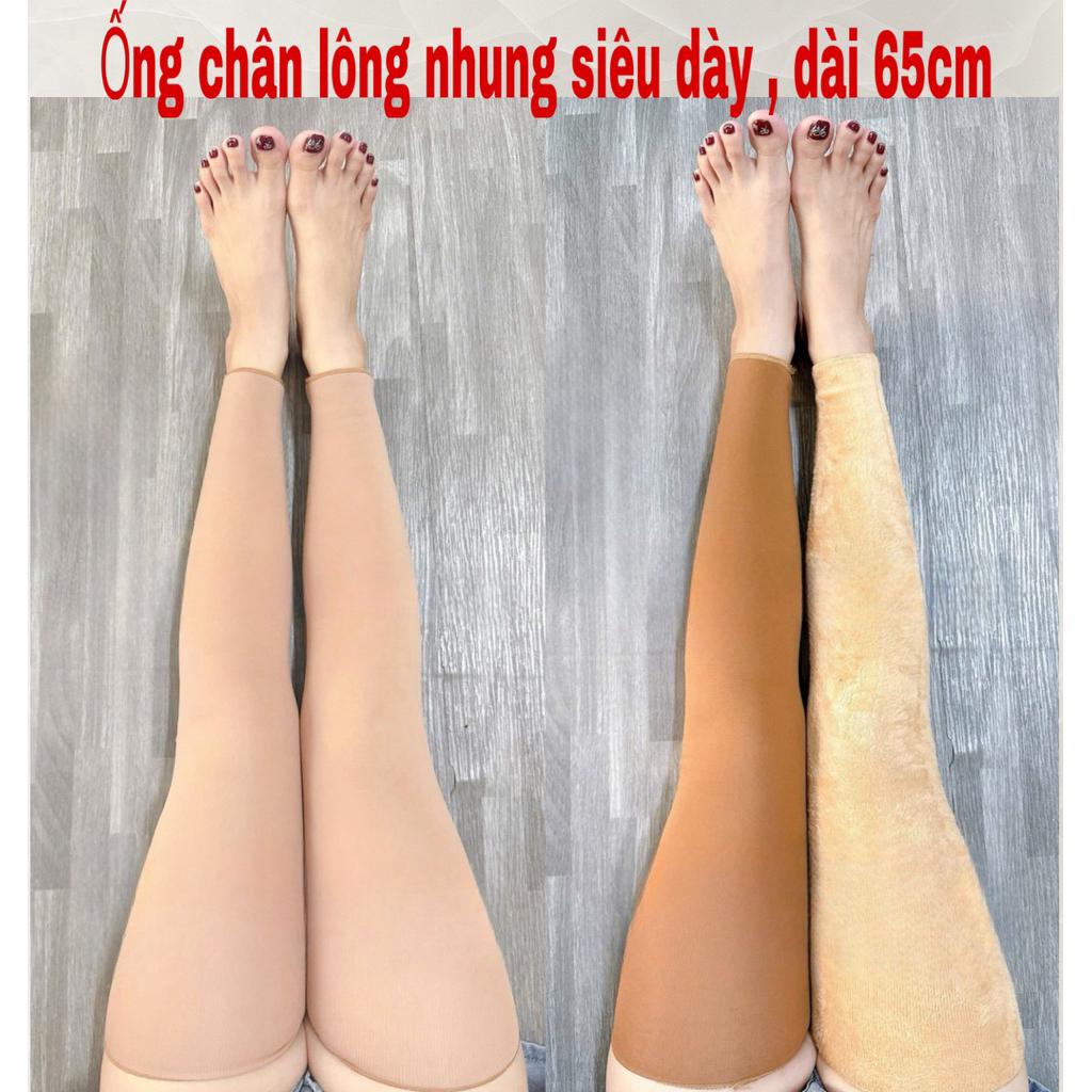 Ống Chân Lót Lông Nhung Xịn Cao Cấp Dài Từ Mắt Cá Tới Nữa ĐÙI Ủ Kem Chống Nắng 65cm