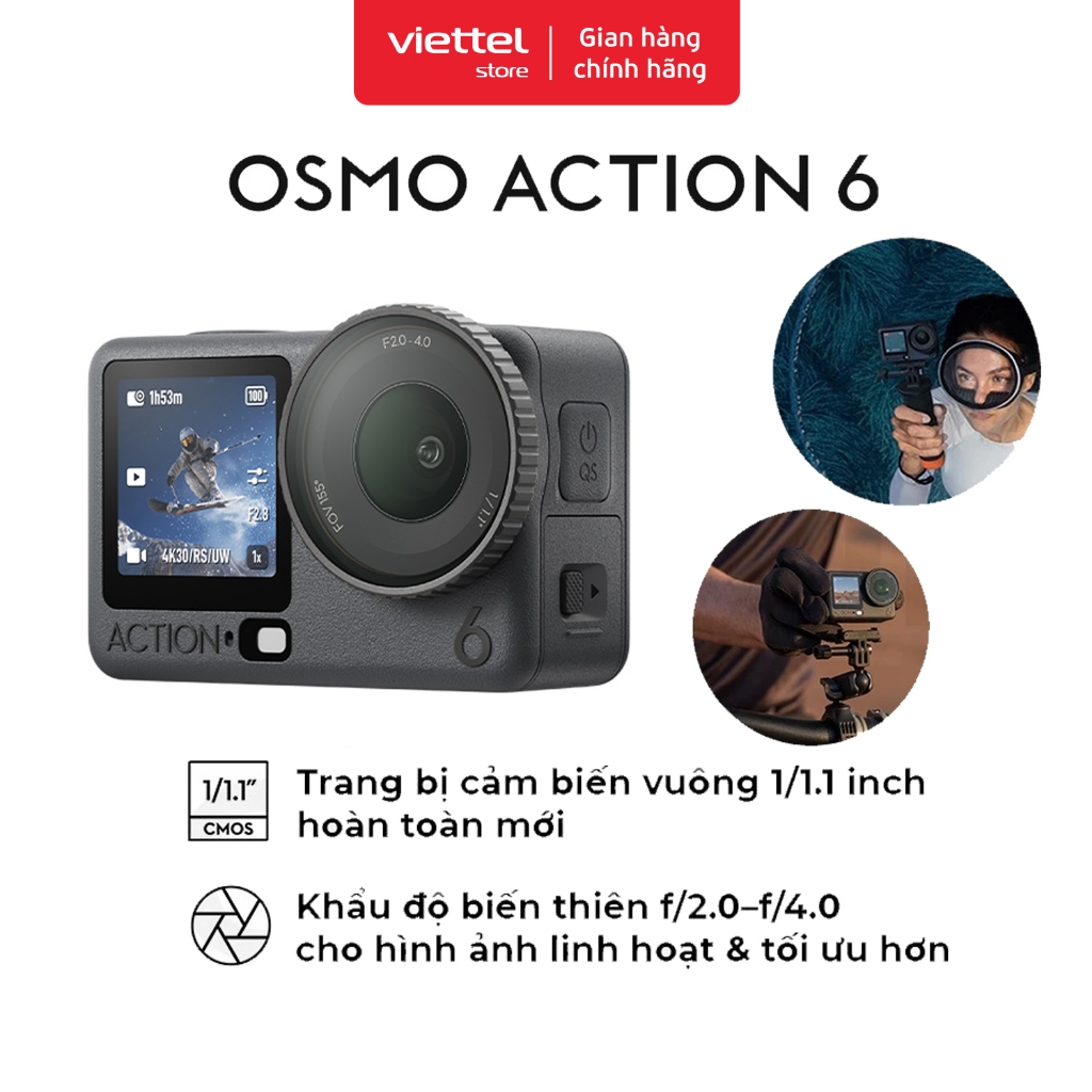 Camera Hành Động DJI Osmo Action 6 Máy Quay Hành Trình 4K 120fps, Cảm Biến Vuông Mới (DJI OA 6)