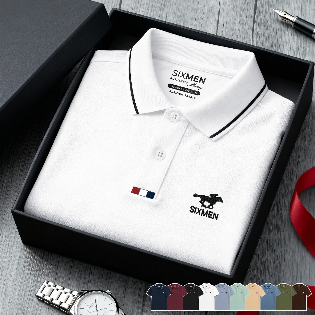 Áo Polo nam cao cấp cổ bẻ ITALY HORSE [Tặng Hộp Gói Quà Xịn] Vải cá sấu FeelMax Thoáng mát - SIXMEN