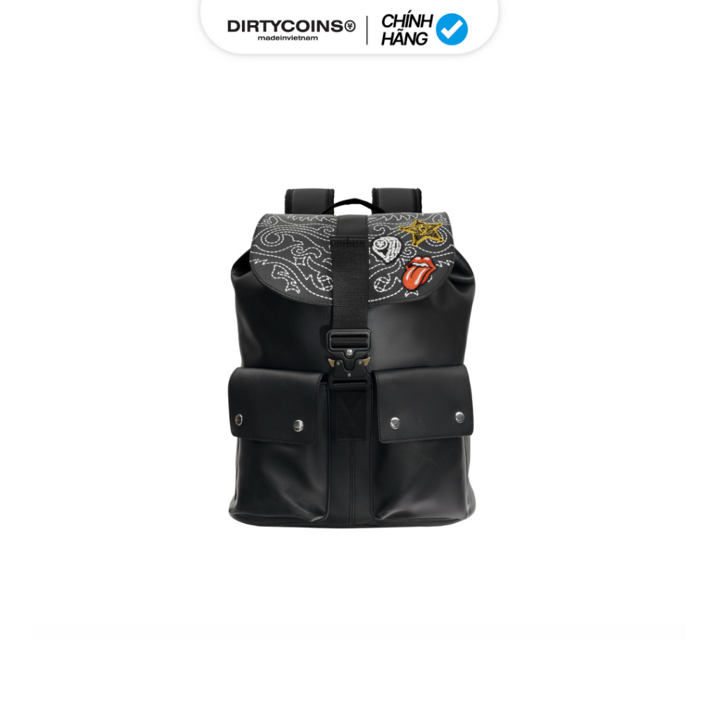[DCxRS] Balo DirtyCoins Leather Military Patches Black