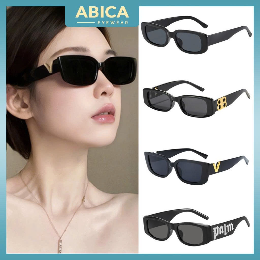 Kính râm mát nữ nam mắt kính không độ chống tia UV form chữ nhật phong cách retro Hàn Quốc đi chơi đi biển đẹp Nhóm 1