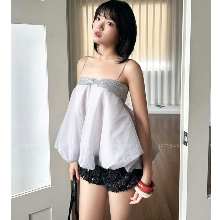 Sophie Top - Áo hai dây nữ cúp ngực đuôi bí bồng ánh kim tuyến