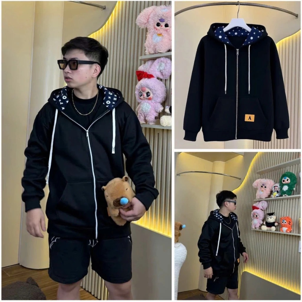 Áo Khoác Hoodie Zip Eo Vì Nam Nữ Boy Phố Chất Nỉ Bông Cao Cấp Có Mũ Chùm Đầu Dây Kéo