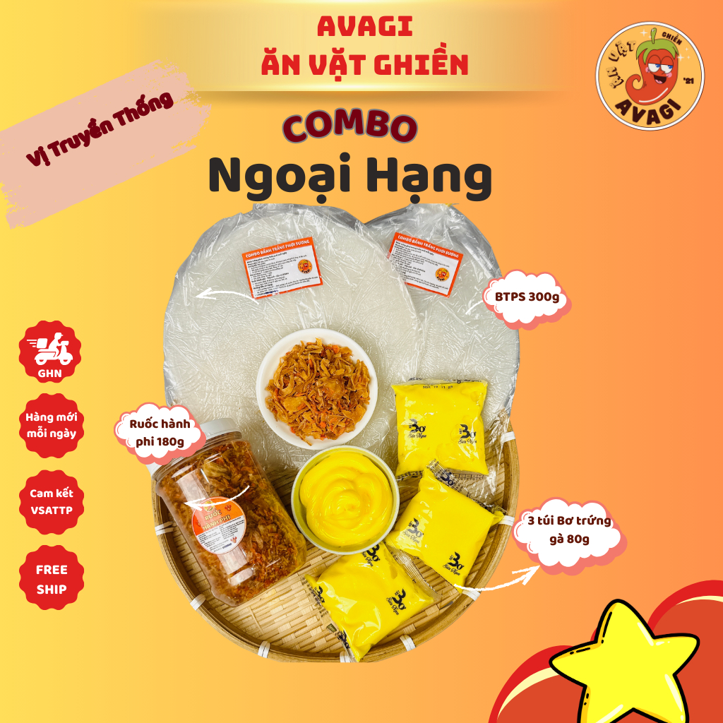 COMBO NGOẠI HẠNG: Bánh tráng phơi sương + BƠ HỦ SIÊU TO + Ruốc Hành Phi