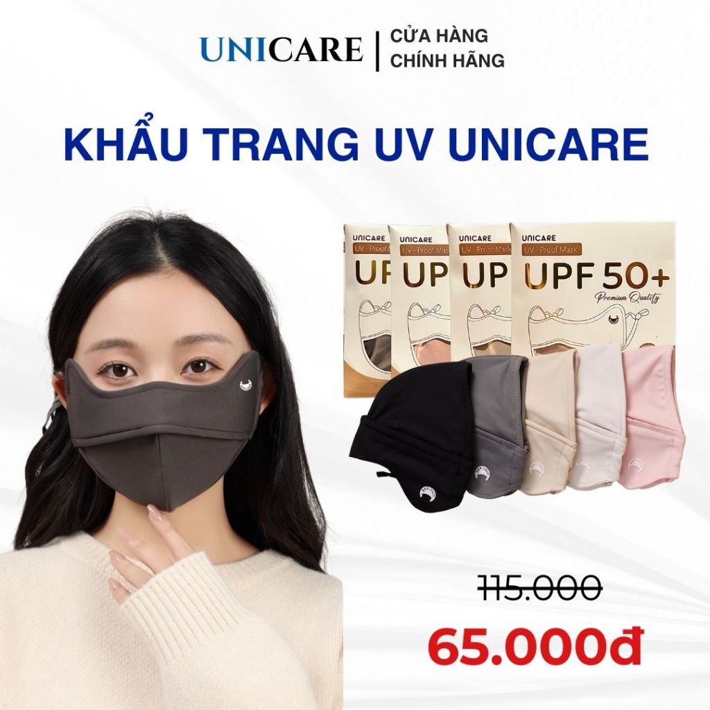 Combo 2 chiếc khẩu trang Unicare Proof Mask, khẩu trang chống tia UV giặt và tái sử dụng nhiều lần