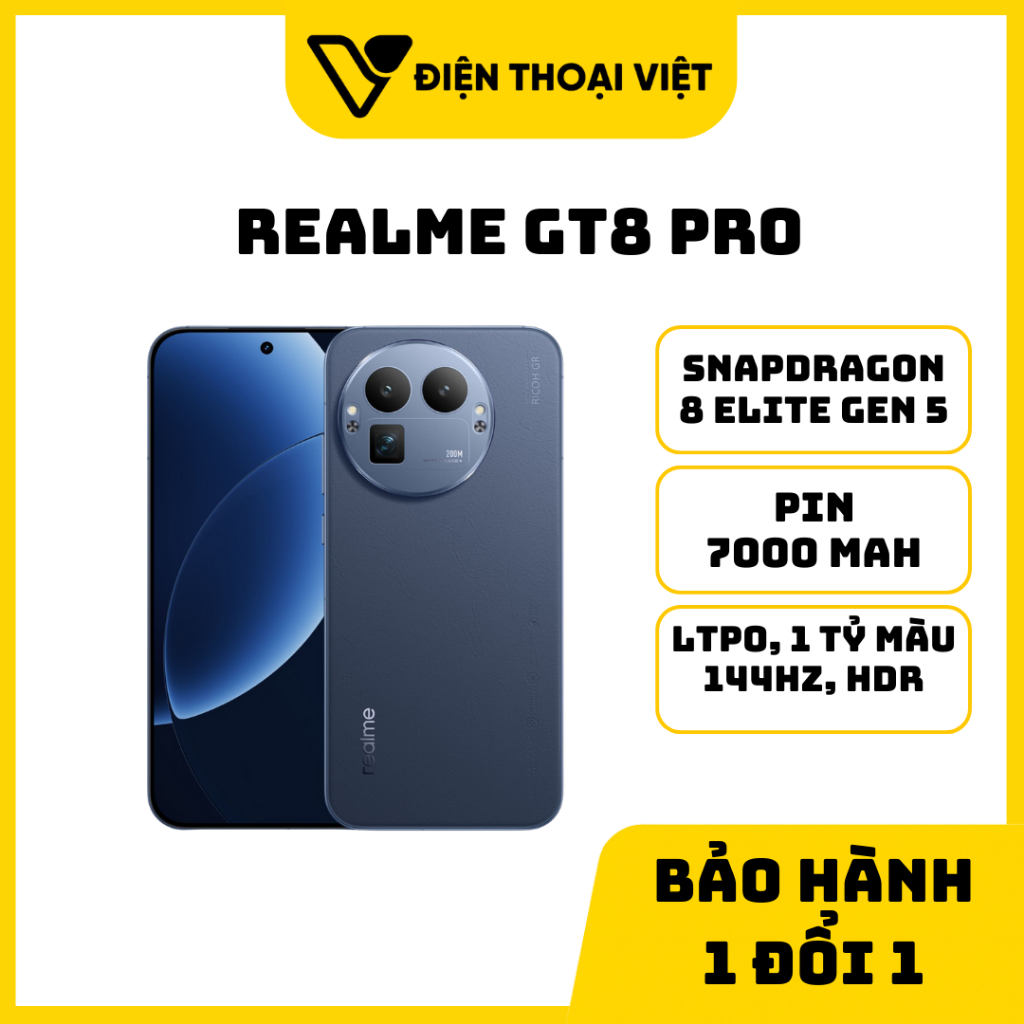 Điện thoại Realme GT8 Pro - Snapdragon 8 Elite Gen 5 - BH 1 đổi 1 - Điện Thoại Việt