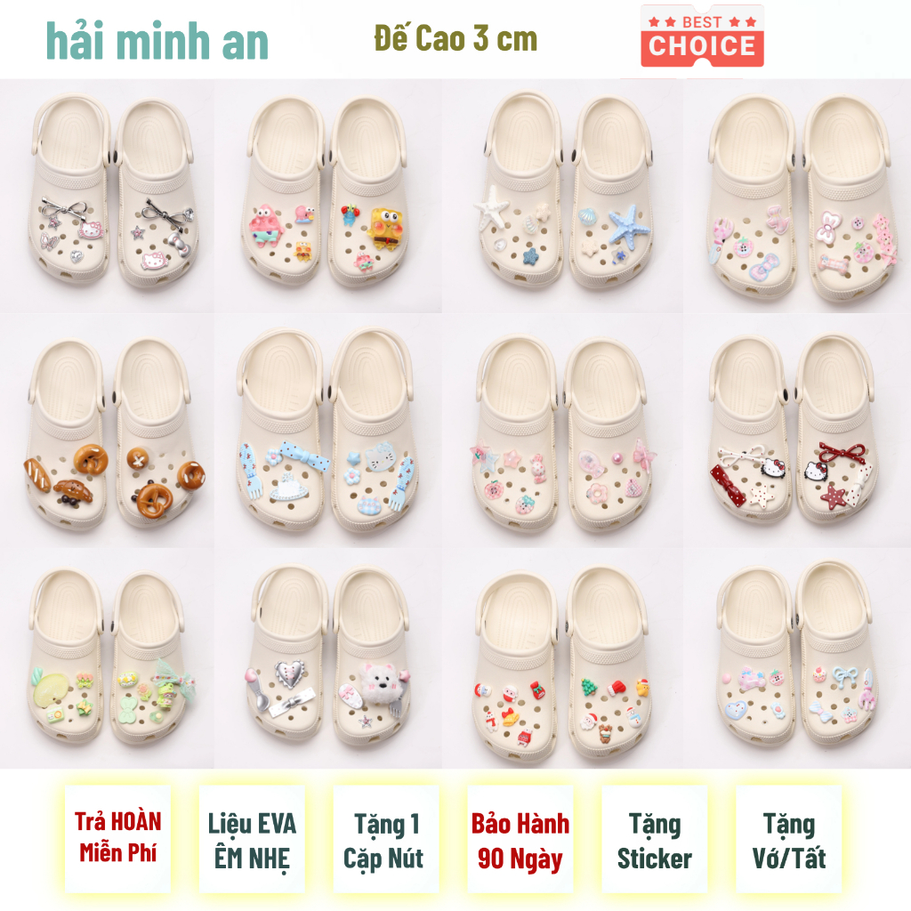 Dép MERCY TRUST BASIC [ TẶNG Sticker Như Ảnh + Tặng Vớ ] Sục MC21 Clog Classic đế 3p Đúc Nam Nữ ÊM NHẸ -haiminhan