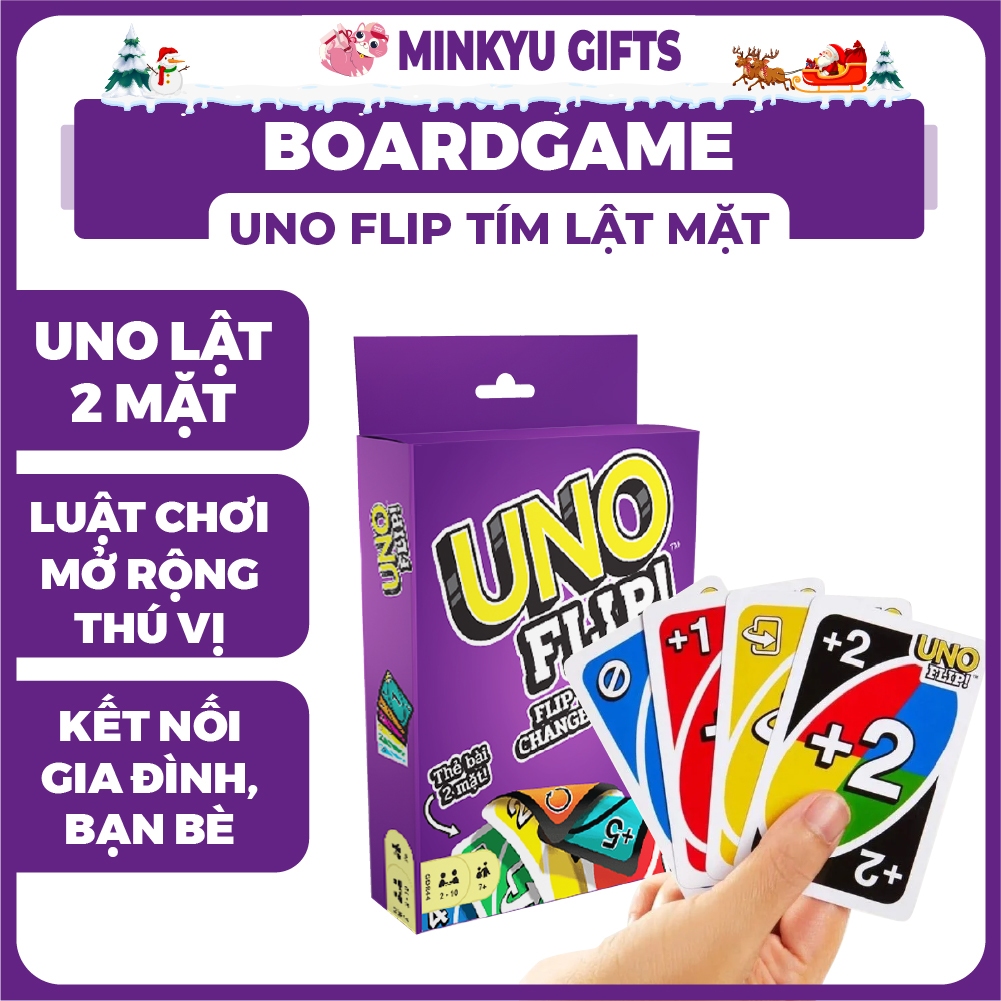 [BoardGame] Uno FLIP TÍM 112 Lá, Thiết Kế Nhỏ Gọn, Tụ Tập Vui Chơi Cùng Gia Đình Và bạn Bè
