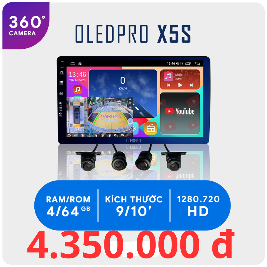 Màn hình android ô tô OLEDPRO X5S CAMERA360 chip7862s Ram4/64 MỚI NHẤT 2026 tặng vietmap s2, youtube premium