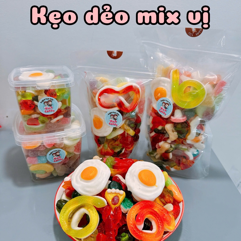 Kẹo Dẻo Mix Vị, Kẹo 4D Có Nhân, Vị Trái Cây-Nước Ngọt, Mix Thập Cẩm, Mã Kẹo Thay Đổi Liên Tục