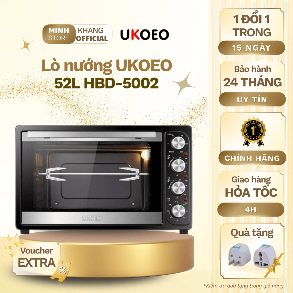 Lò Nướng Đối Lưu UKOEO 52L - Mã HBD-5002 - Hàng Có Sẵn - Bảo Hành 24 Tháng