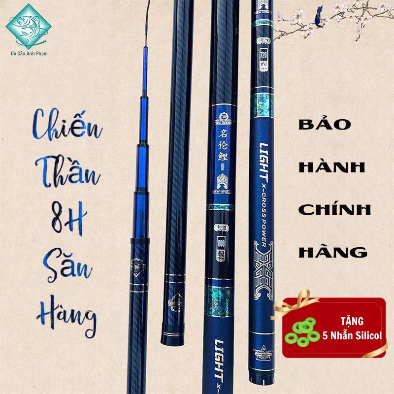 [ TẶNG 5 NHẪN SILICOL ] Cần câu đài chiến thần độ cứng 8H bảo hành 1 năm 2 lóng bất kỳ trừ lóng gốc carbon xoắn toàn thâ