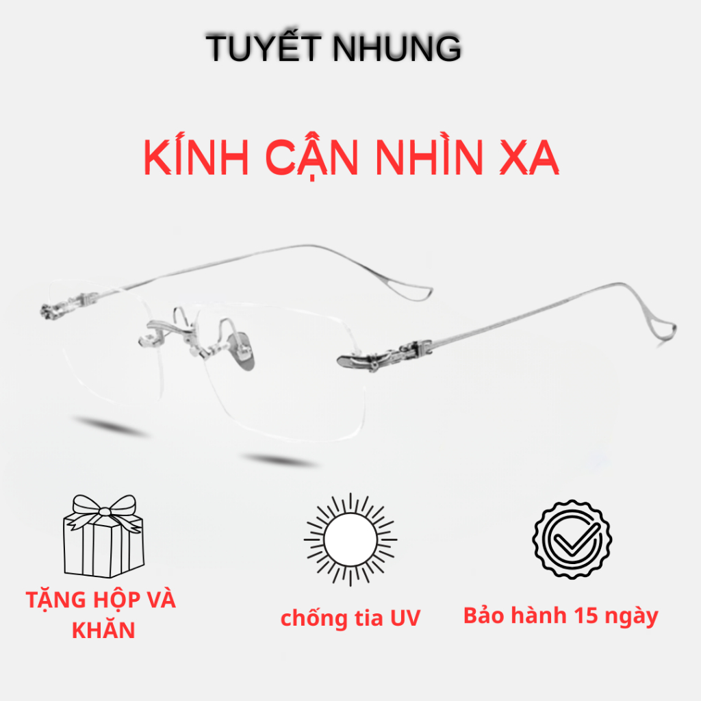 Kính cận không viền chống ánh sáng xanh, tia UV 400, gọng kim loại dành cho học sinh, sinh viên - MÃ X3308