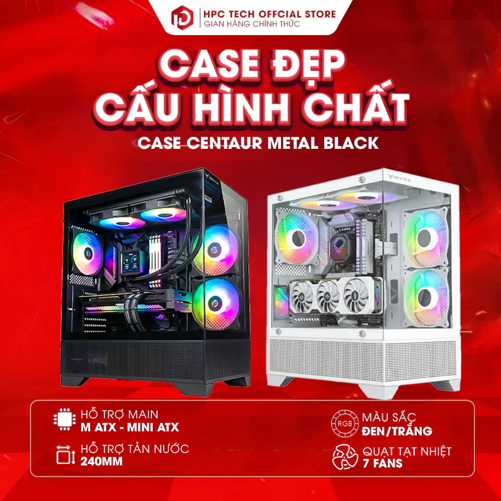 Vỏ case Centaur Metal Black|White M-ATX, Mini-ITX - Hàng chính hãng