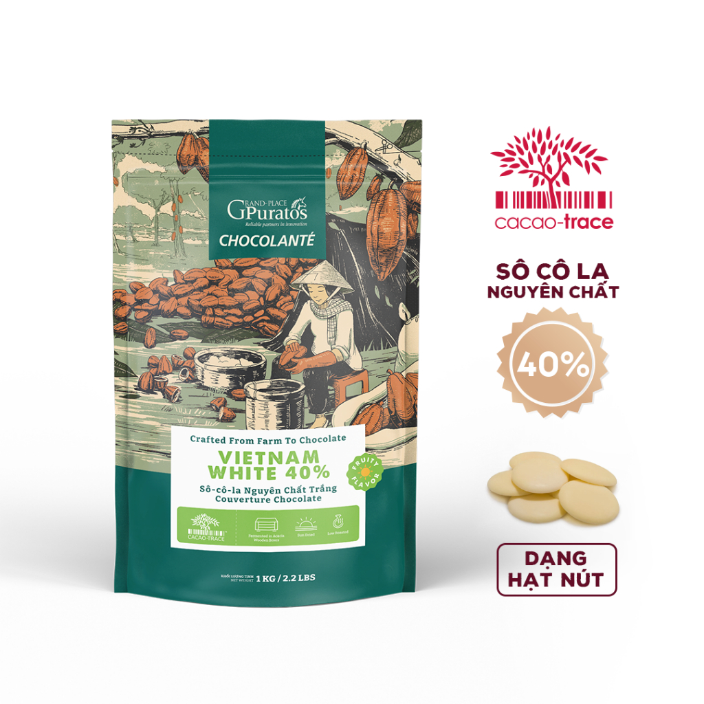 Socola nút trắng GRAND PURATOS 40% ( DANANGBAKINGTOOL 2700.253 )