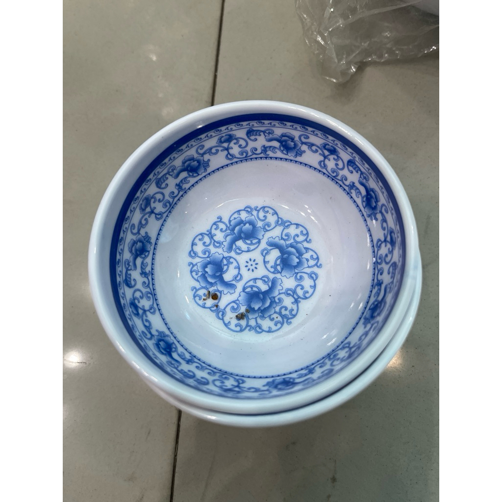 sét 10 chén nước  trắng chấm melamin