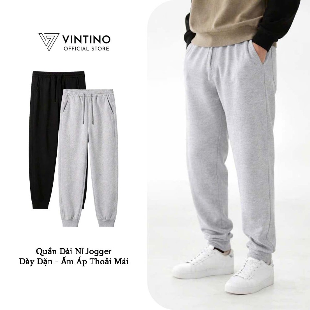 Quần Dài Jogger Nam Nữ VINTINO Vải Nỉ 2 Da Dày Dặn Co Giãn Tốt JOGGER02