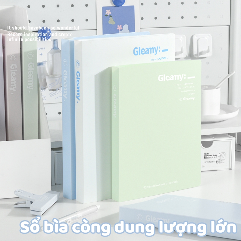 Gleamy - sổ tay ghi chép B5 Sổ Bìa Còng Cao Cấp Đẹp Mắt, 5 Màu Sắc, 2 Kích Thước A5 vở ghi chép dụng cụ học tập