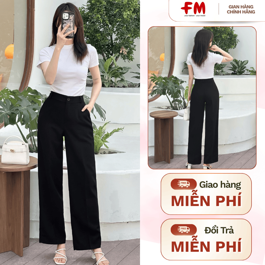 Quần Tây Nữ Ống Suông Lưng Cao FMStyle - Form Đứng Tôn Dáng, Che Khuyết Điểm, Chuẩn Công Sở