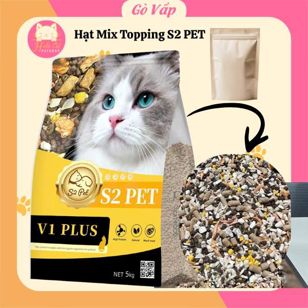 [1Kg] Hạt S2 Pet V1 Thức ặn hạt mix Topping cho mèo mọi lứa tuổi - Hello Cat HCM