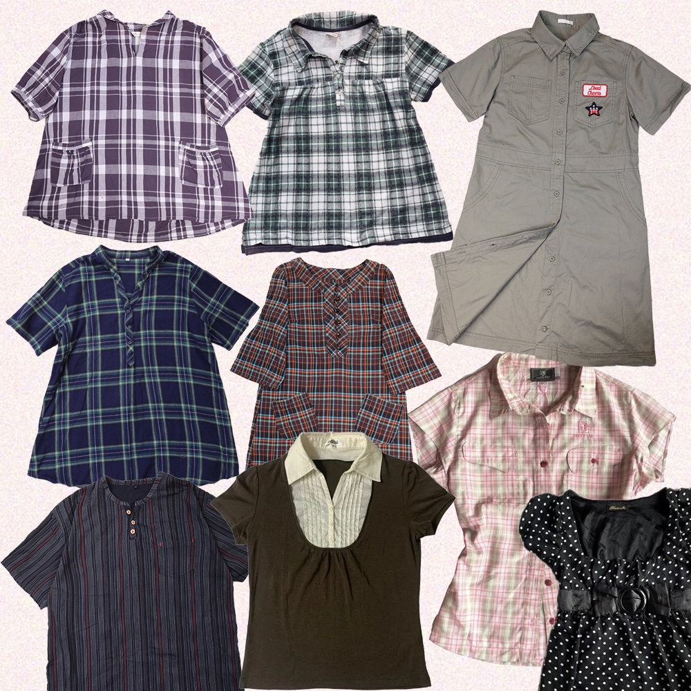 2hand tổng hợp các loại áo sơ mi mori caro phong cách vintage retro nữ sinh Nhật Bản