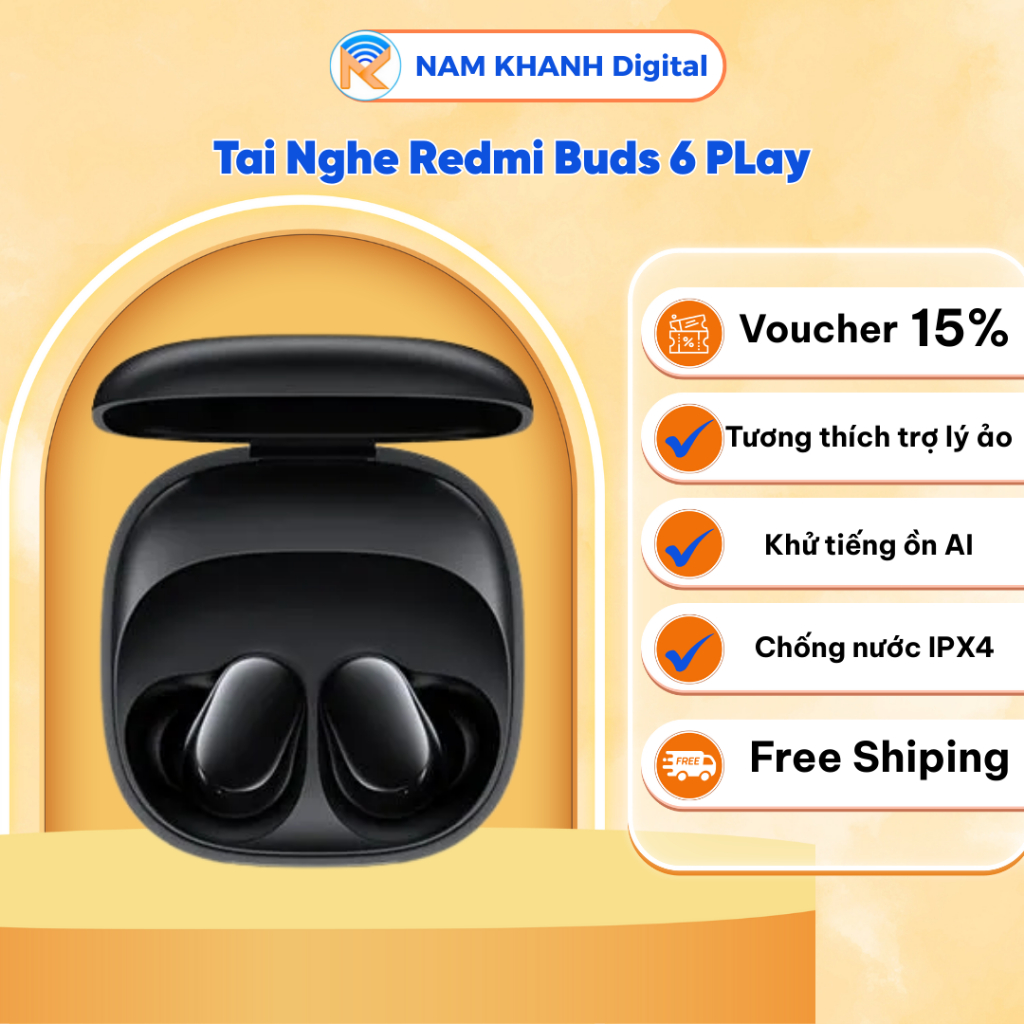 Tai Nghe Bluetooth Redmi Buds 6 PLay - Chống nước IPX4 - Khử ồn AI - Nam Khanh Digital