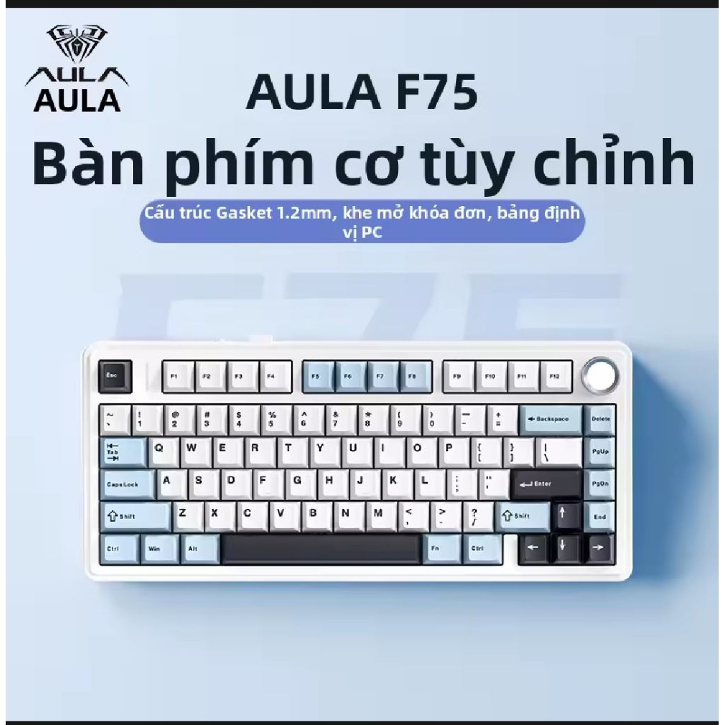 (new-hỏa tốc)bàn phím cơ không dây AULA F75 3 mode kết nối