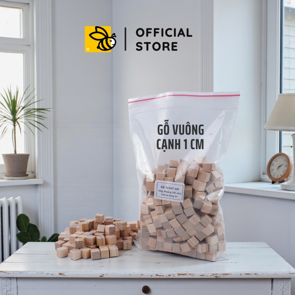 [Hàng Loại 1] 600 Viên Gỗ Cạnh 1 cm (1x1x1 cm), Gỗ Vuông 1 cm, Giá Xưởng, Xếp Hình (DIY Handmade)