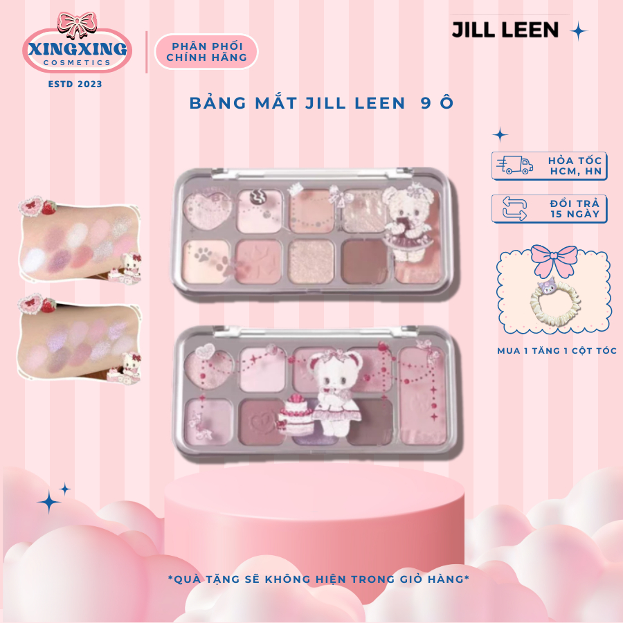 [HỎA TỐC]JILL LEEN Bảng Phấn Nhũ Mắt Má Bắt Sáng 9 Ô Màu đa năng JILL LEEN Cute Bear Colorful Lấp Lánh Nhũ XINGXINGCO