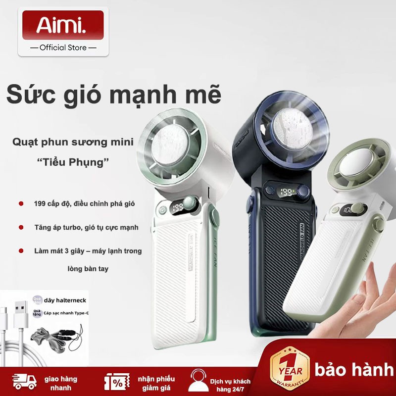 （COD) quạt mini cầm tay,6000-8000mAh, Chức Năng Lạnh, Gió Mạnh, Gấp Gọn Tiện Lợi