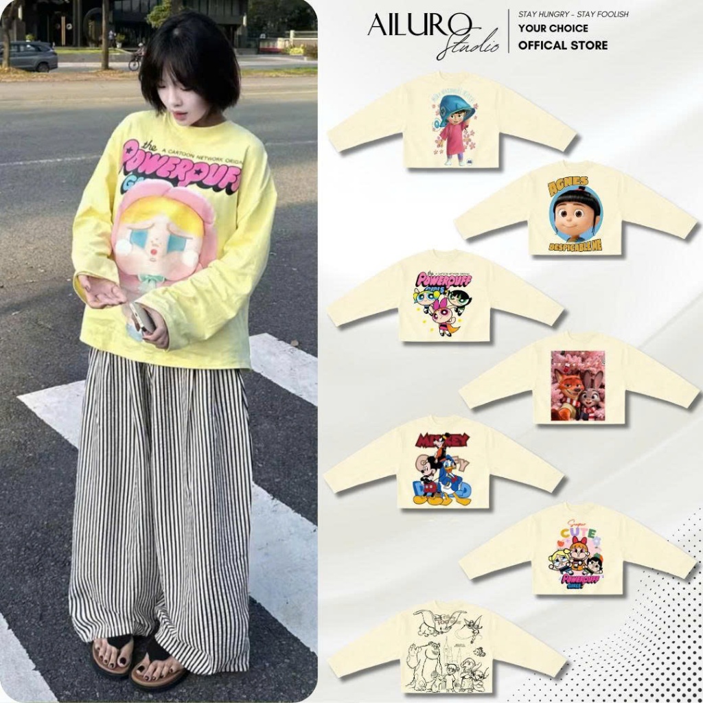 [VÀNG CHANH] Áo Thun Tay Dài In Hình Dễ Thương Long Sleeve Form Boxy chất 100% Cotton phông tay lỡ nam nữ form rộng
