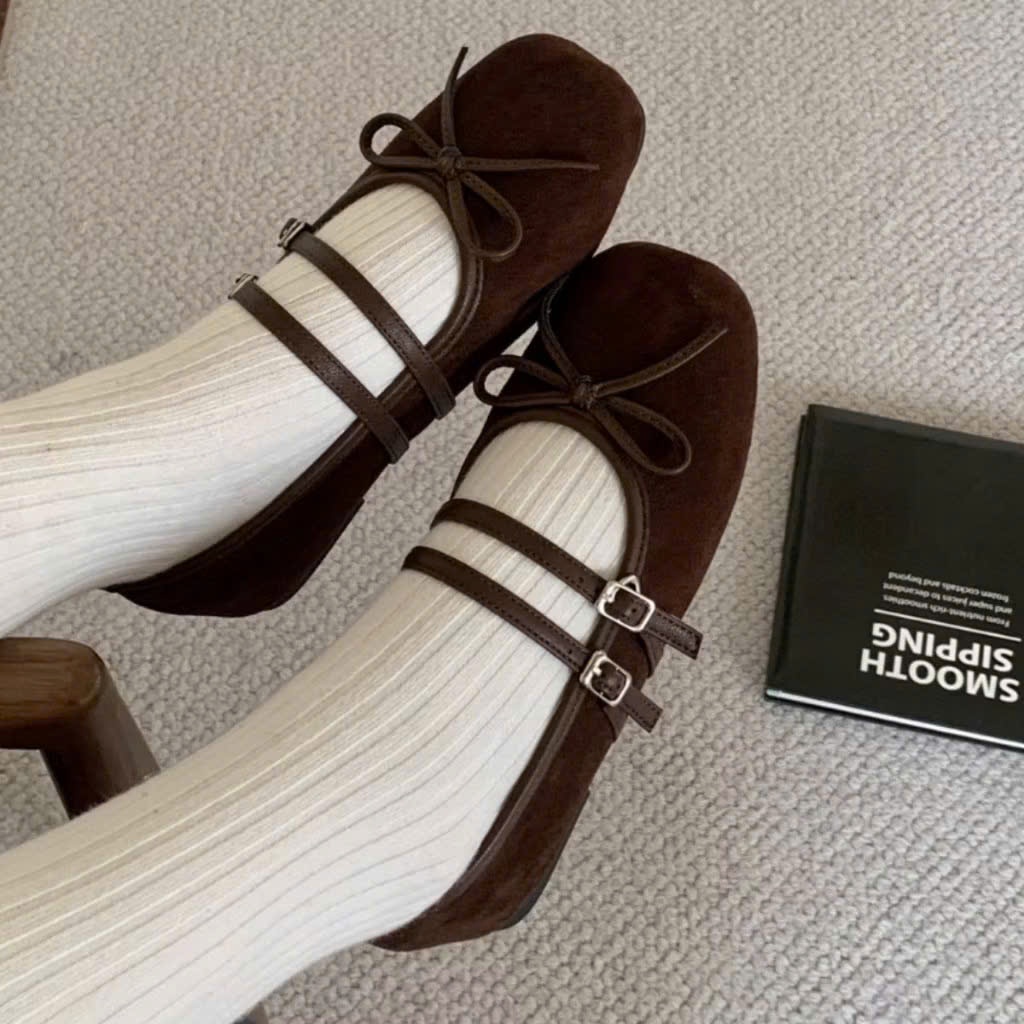 Giày bệt nữ búp bê chất da mới êm ái BARI 3 màu trẻ trung 2026