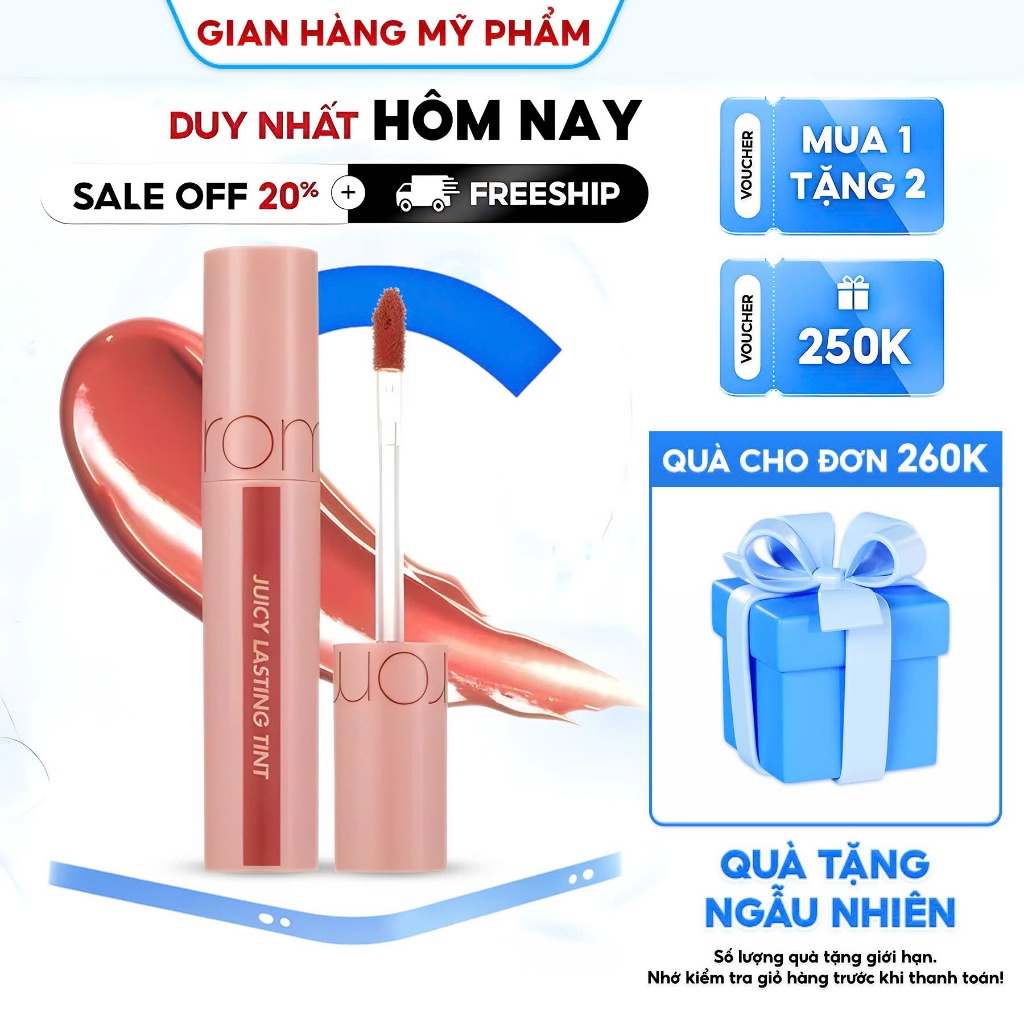 [Rom&nd] Son Tint lì cho môi căng mọng Hàn Quốc Romand Juicy Lasting Tint 5.5g