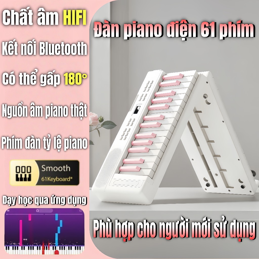 Đàn piano điện 61 phím, cảm giác tay piano thật, chất âm hifi, phù hợp người mới bắt đầu sử dụng, biểu diễn ra ngoài
