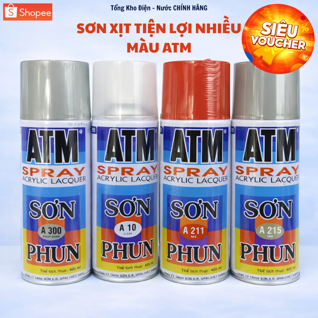 Sơn xịt ATM CHÍNH HÃNG - 400ml các màu - RẺ NHẤT SHOPEE ( bảng màu ảnh 2) - Kèm xăng thơm tẩy sơn
