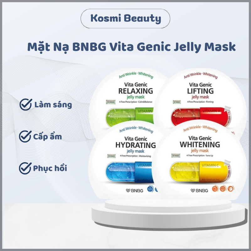 Mặt nạ bnbg vita genic jelly mask mặt nạ BNBG dưỡng ẩm phục hồi làm trắng da