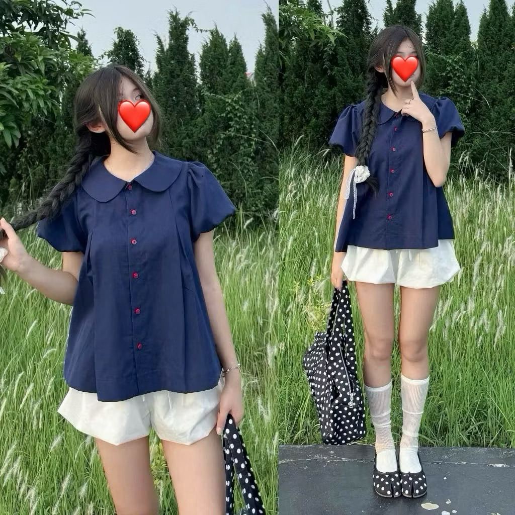Áo sơ mi bèo quốc dân cổ sen tay bồng dáng babydoll siêu xinh SMZ933